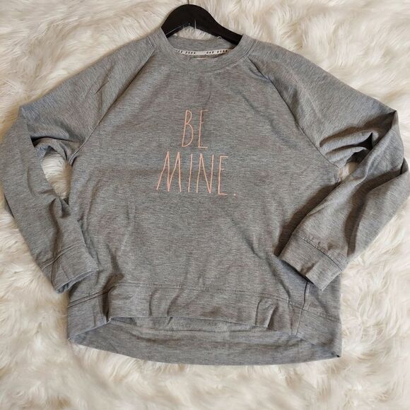 Rae Dunn Be Mine Gray long sleeve  Valentines Sweatshirt pullover - Picture 10 of 10